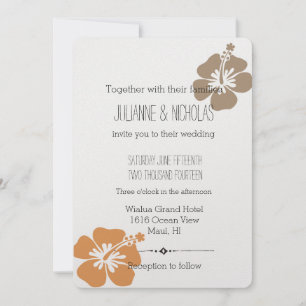 Hawaiian Hibiscus Floral Wedding Invitation