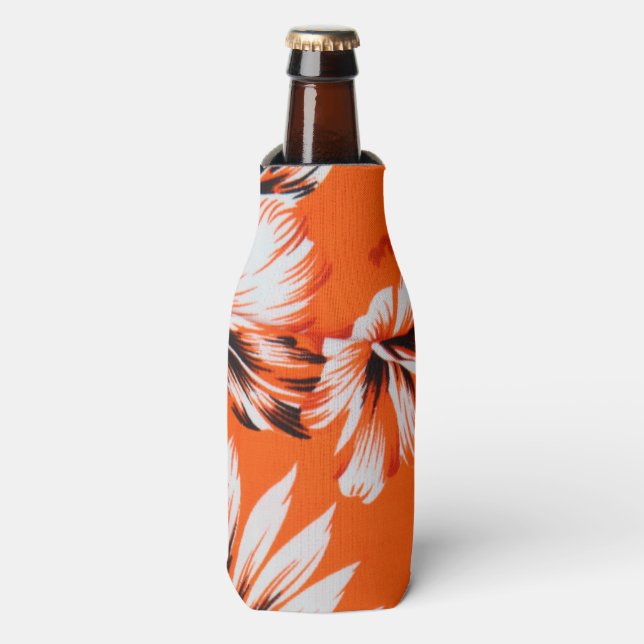 Hawaiian Hibiscus Flower Background Bottle Cooler (Bottle Front)