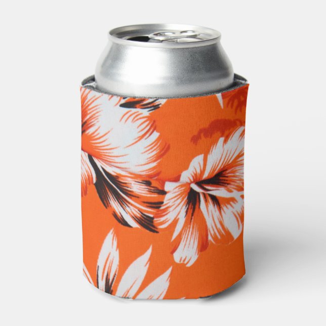 Hawaiian Hibiscus Flower Background Can Cooler (Can Front)