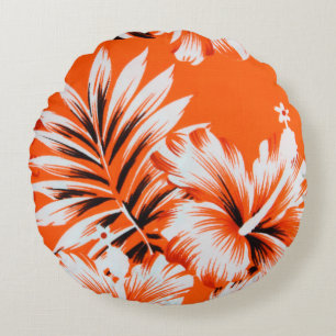 Hawaiian Hibiscus Flower Background Round Cushion