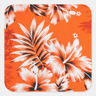 Hawaiian Hibiscus Flower Background Square Sticker