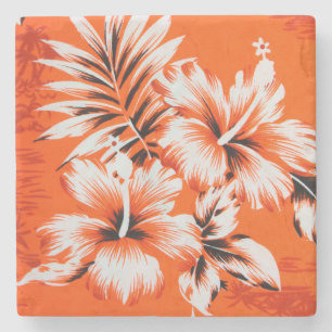 Hawaiian Hibiscus Flower Background Stone Coaster
