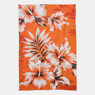 Hawaiian Hibiscus Flower Background Tea Towel