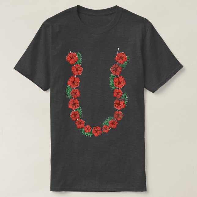 Hawaiian Hibiscus Flower Chain Summer Vacation Lei T-Shirt (Design Front)