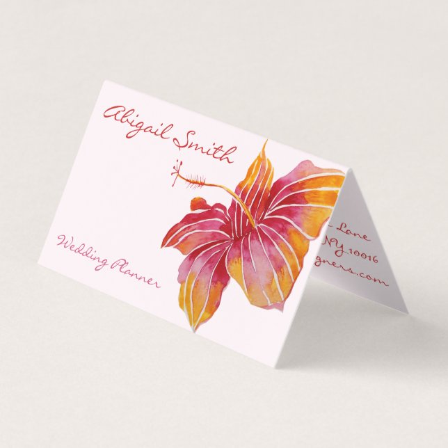 Hawaiian Hibiscus Flower Folded Business Card (Front)