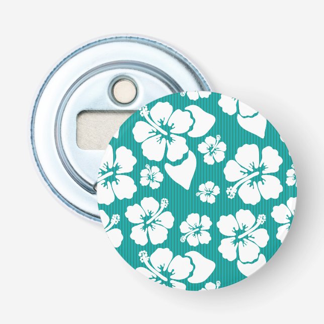 Hawaiian Hibiscus Flower Pattern Bottle Opener (Front)
