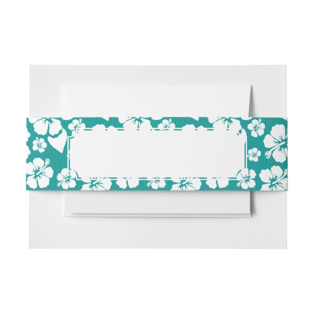 Hawaiian Hibiscus Flower Pattern Invitation Belly Band (Front Example)