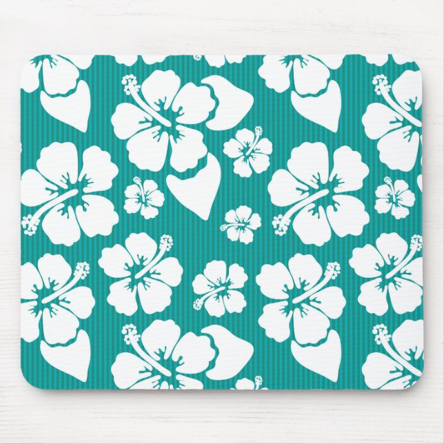 Hawaiian Hibiscus Flower Pattern Mouse Pad (Front)