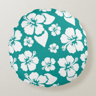 Hawaiian Hibiscus Flower Pattern Round Cushion