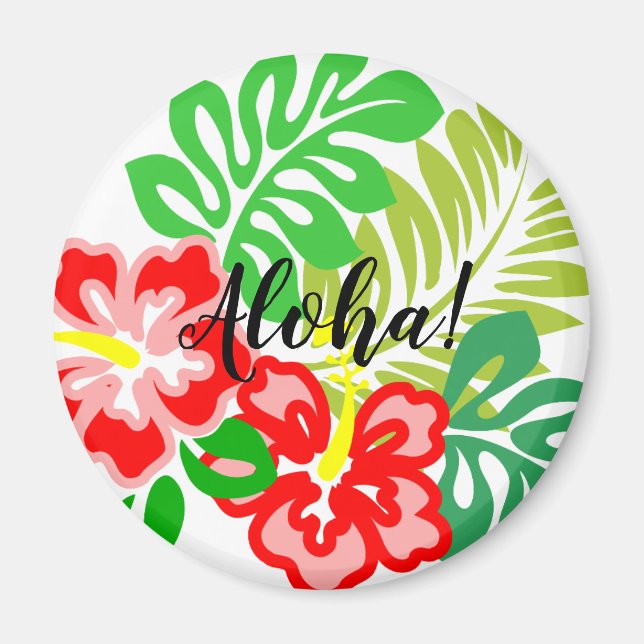Hawaiian Hibiscus Flower Print Magnet (Front)