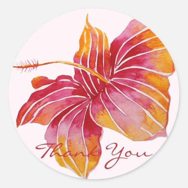 Hawaiian Hibiscus Flower | Thank You Sticker (Front)