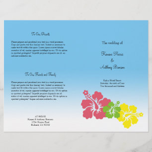 Hawaiian hibiscus flower tropical wedding program