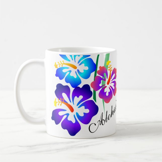 Hawaiian Hibiscus Flowers Aloha Coffee Mug (Left)
