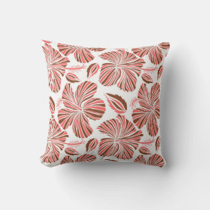 Hawaiian hibiscus flowers: brown tropical style. cushion