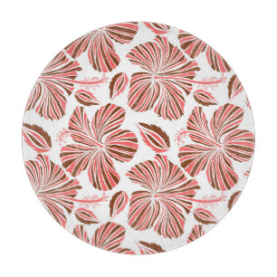 Hawaiian hibiscus flowers: brown tropical style. cutting board