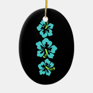 Hawaiian Hibiscus Flowers Ceramic Tree Decoration