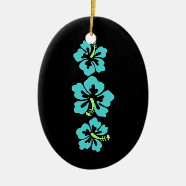 Hawaiian Hibiscus Flowers Ceramic Tree Decoration (Front)