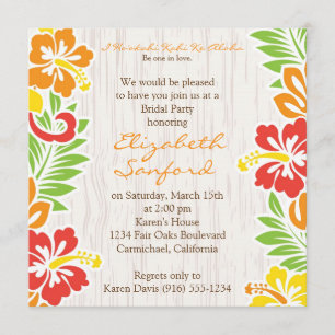 Hawaiian Hibiscus Flowers Invitation