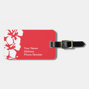 Hawaiian Hibiscus Flowers on Red Luggage Tag