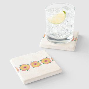 Hawaiian Hibiscus Flowers Stone Coaster
