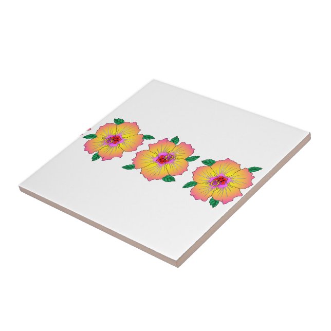 Hawaiian Hibiscus Flowers Tile (Side)
