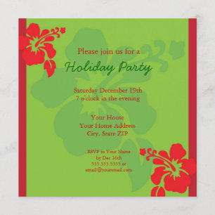 Hawaiian Hibiscus Holiday Party Invitation