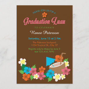 Hawaiian Hibiscus Luau Graduation Invitation
