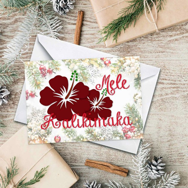 Hawaiian Hibiscus Mele Kalikimaka Card (Creator Uploaded)