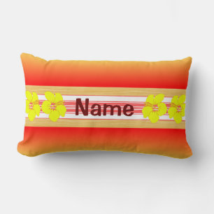 Hawaiian Hibiscus Red Surfboard Lumbar Cushion
