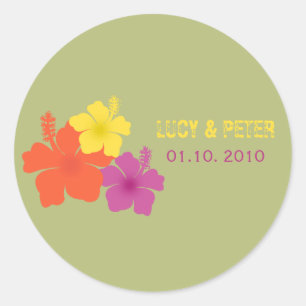 Hawaiian Hibiscus Wedding Sticker