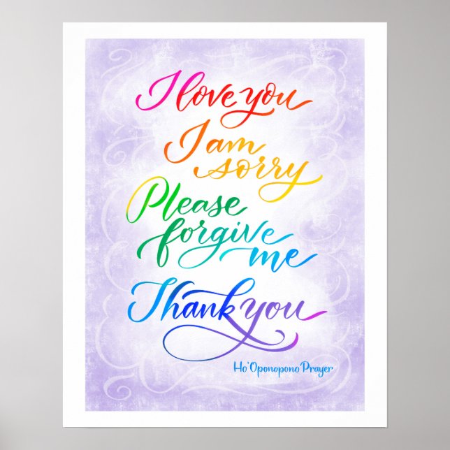 Hawaiian Ho' Oponopono Prayer Poster (Front)
