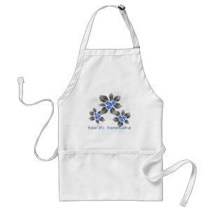 Hawaiian Holly Hanukkah Blue Floral Standard Apron