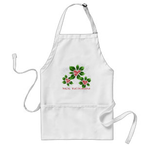 Hawaiian Holly Mele Kalikimaka Christmas Red Standard Apron