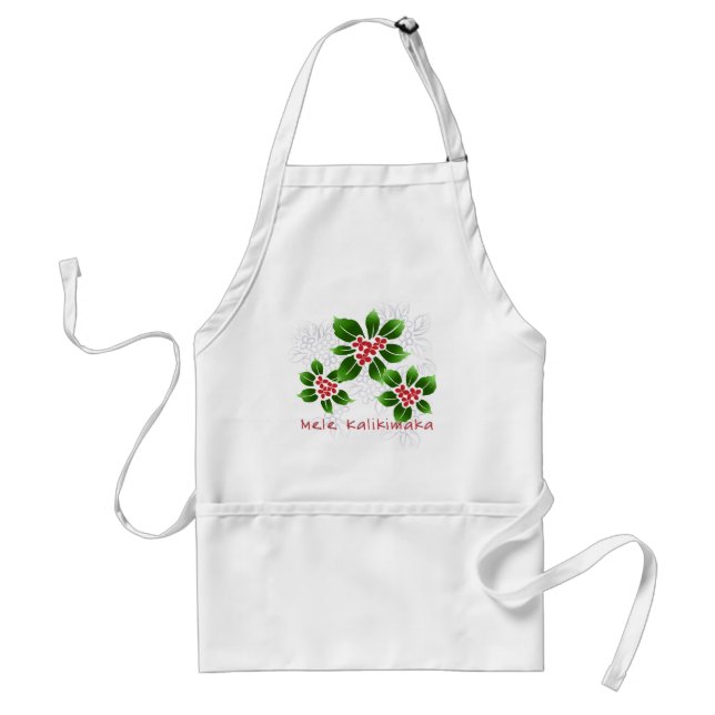Hawaiian Holly Mele Kalikimaka Christmas Red Standard Apron (Front)
