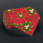 Hawaiian Holly Red Two-Sided Tie<br><div class="desc">Red with kelly green and white colorway.  Mele Kalikimaka is the Hawai'ian expression for Merry Christmas & happy holidays! This vintage inspired textile design is a tropical interpretation of holly in bright colours and subtle gradients. These designs come in several colorways.</div>