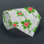 Hawaiian Holly Silver Single-Sided Tie<br><div class="desc">Silver with kelly green and red colorway.  Mele Kalikimaka is the Hawai'ian expression for Merry Christmas & happy holidays! This vintage inspired textile design is a tropical interpretation of holly in bright colours and subtle gradients. These designs come in several colorways.</div>