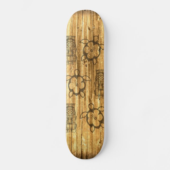 Hawaiian Honu And Tiki Mask Skateboard (Front)