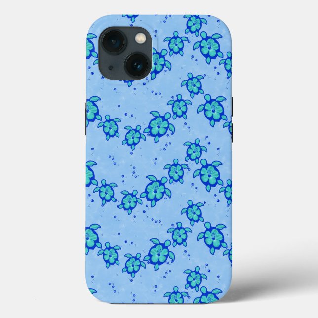 Hawaiian Honu Hibiscus Sea Turtles Case-Mate iPhone Case (Back)