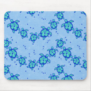 Hawaiian Honu Hibiscus Sea Turtles Mouse Pad