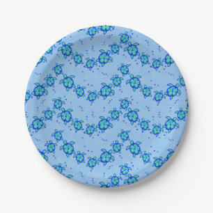 Hawaiian Honu Hibiscus Sea Turtles Paper Plate