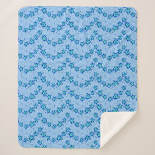 Hawaiian Honu Hibiscus Sea Turtles Sherpa Blanket