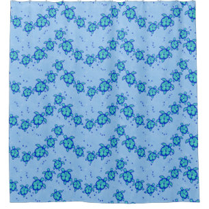 Hawaiian Honu Hibiscus Sea Turtles Shower Curtain
