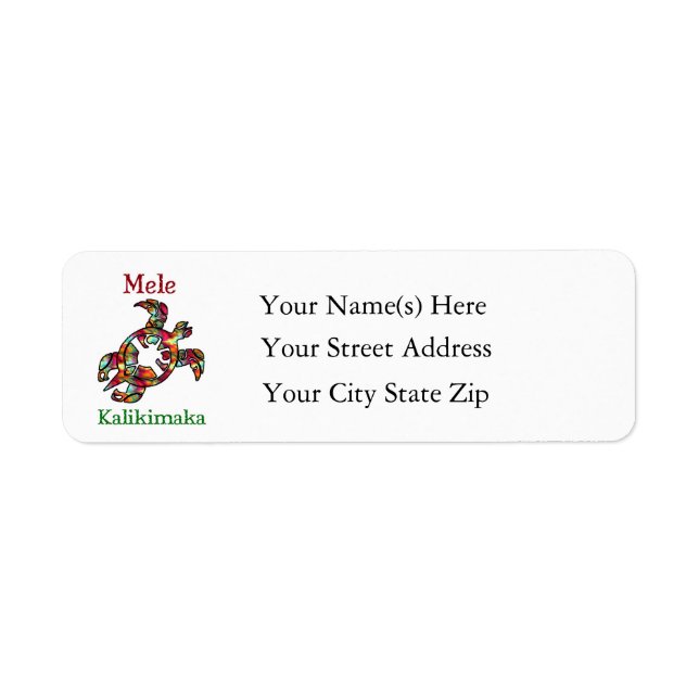 Hawaiian Honu Mele Kalikimaka Christmas Address Return Address Label (Front)