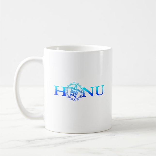 Hawaiian Honu Sea Turtle Ocean Blue Coffee Mug (Left)