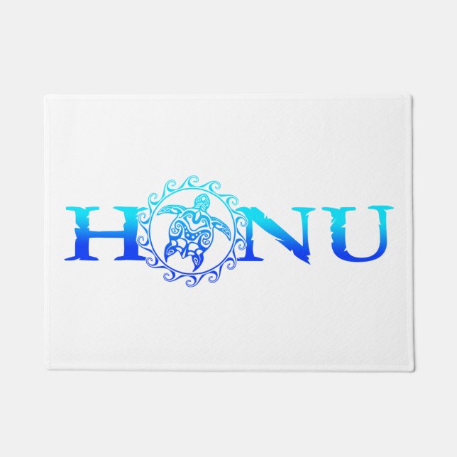 Hawaiian Honu Sea Turtle Ocean Blue Doormat (Front)