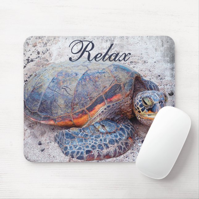 Hawaiian Honu Sea Turtle Photo Relax Quote Cute Mouse Pad (With Mouse)