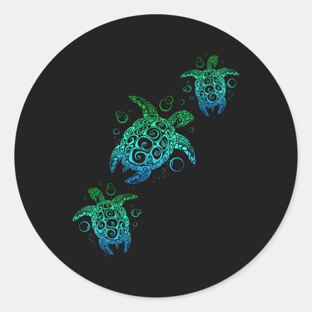 Hawaiian Honu Sea Turtles Beach Classic Round Sticker (Front)