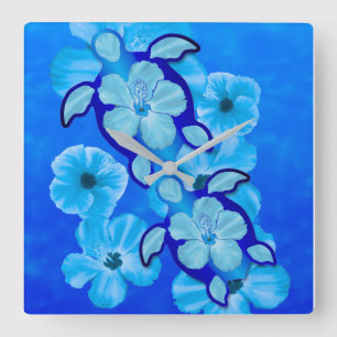 Hawaiian Honu Sea Turtles Square Wall Clock