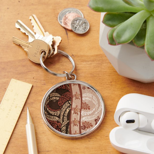 Hawaiian Honu Tapa Fusion Key Ring (Desk)