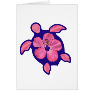 Hawaiian Honu Turtle and Hibiscus